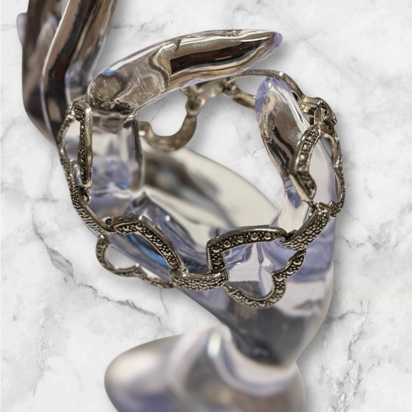 💟💎Vintage Silver Heart Link Bracelet - Picture 4 of 14